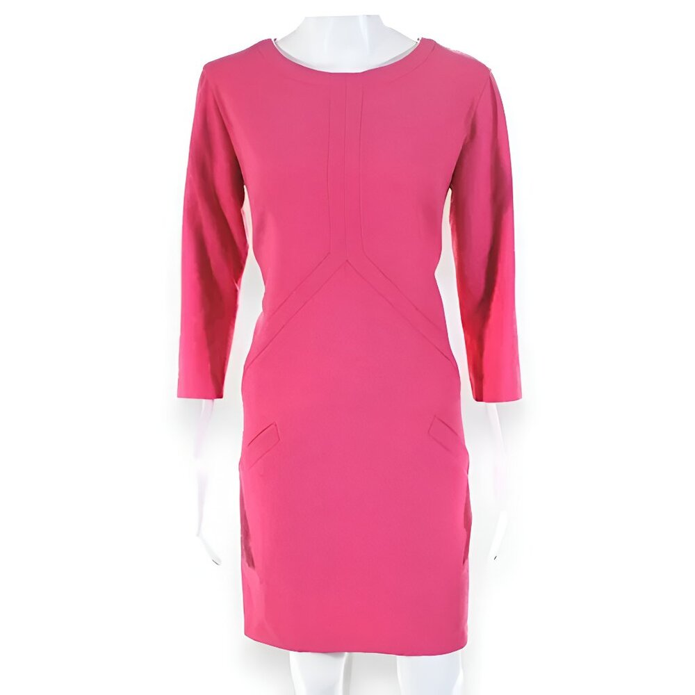 Anthropologie Shoshanna Candy Hot Pink Retro Style Shift Swing Midi Dress XS 2
